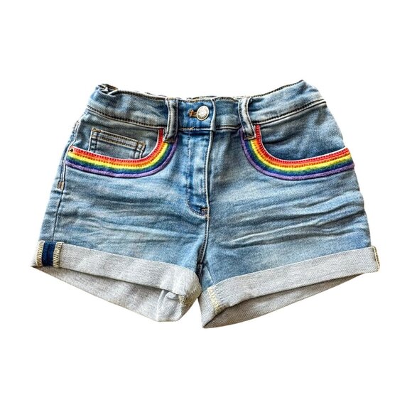 Crewcuts Other - CREWCUTS Rainbow Denim Shorts Girls 8 NEW Jean Short Embroidered Pockets NWT